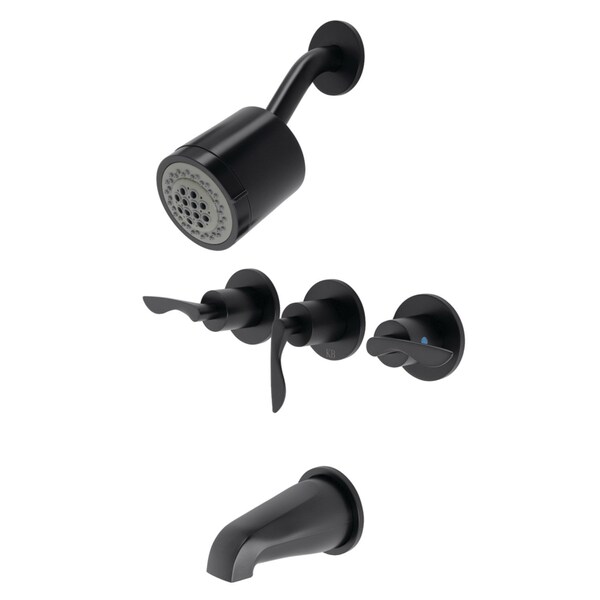 Kingston Brass KBX8130SVL Three-Handle Tub and Shower Faucet, Matte Black KBX8130SVL - main